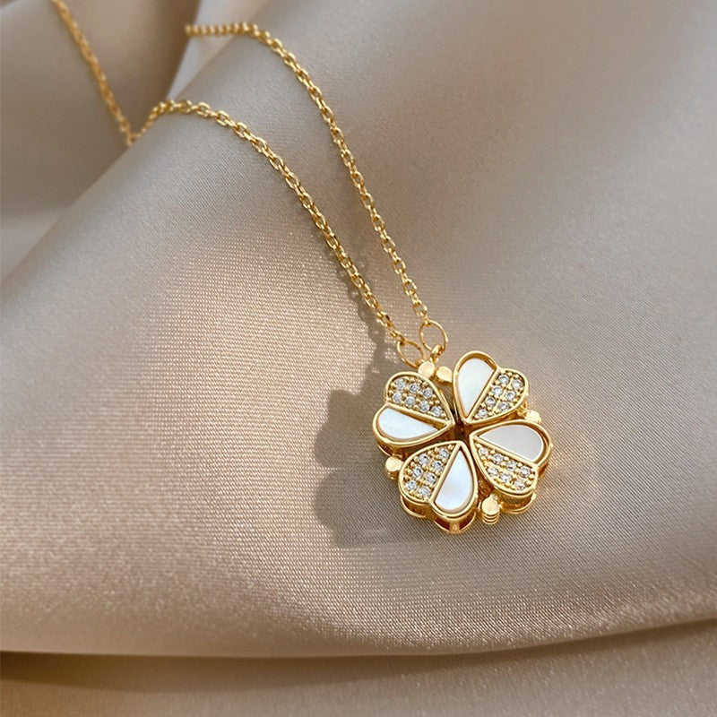 Golden Bloom Clover Necklace 🌸✨