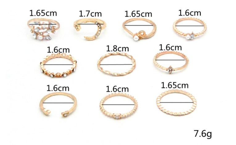 Celestial Charm 10-Piece Ring Set