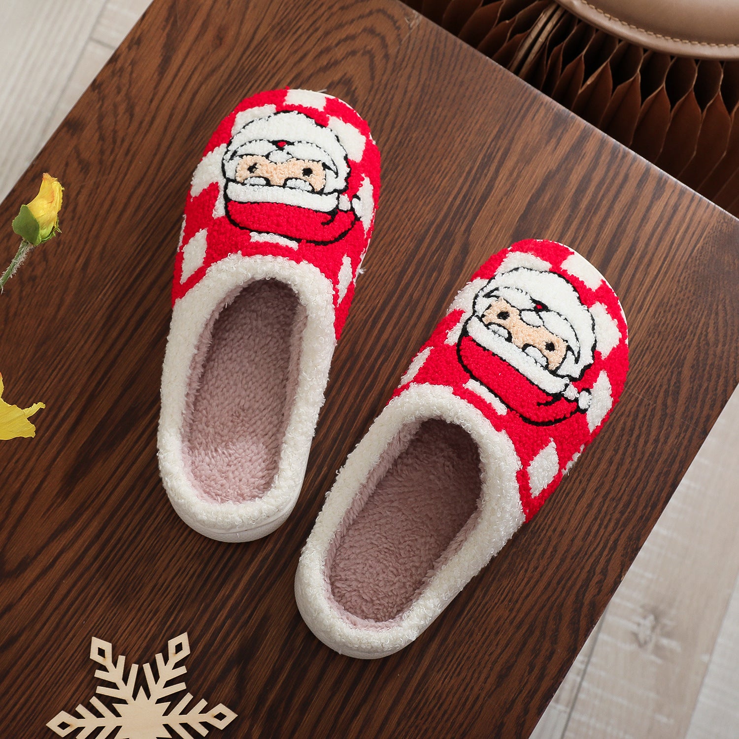 Cozy Santa Claus Checkered Slippers