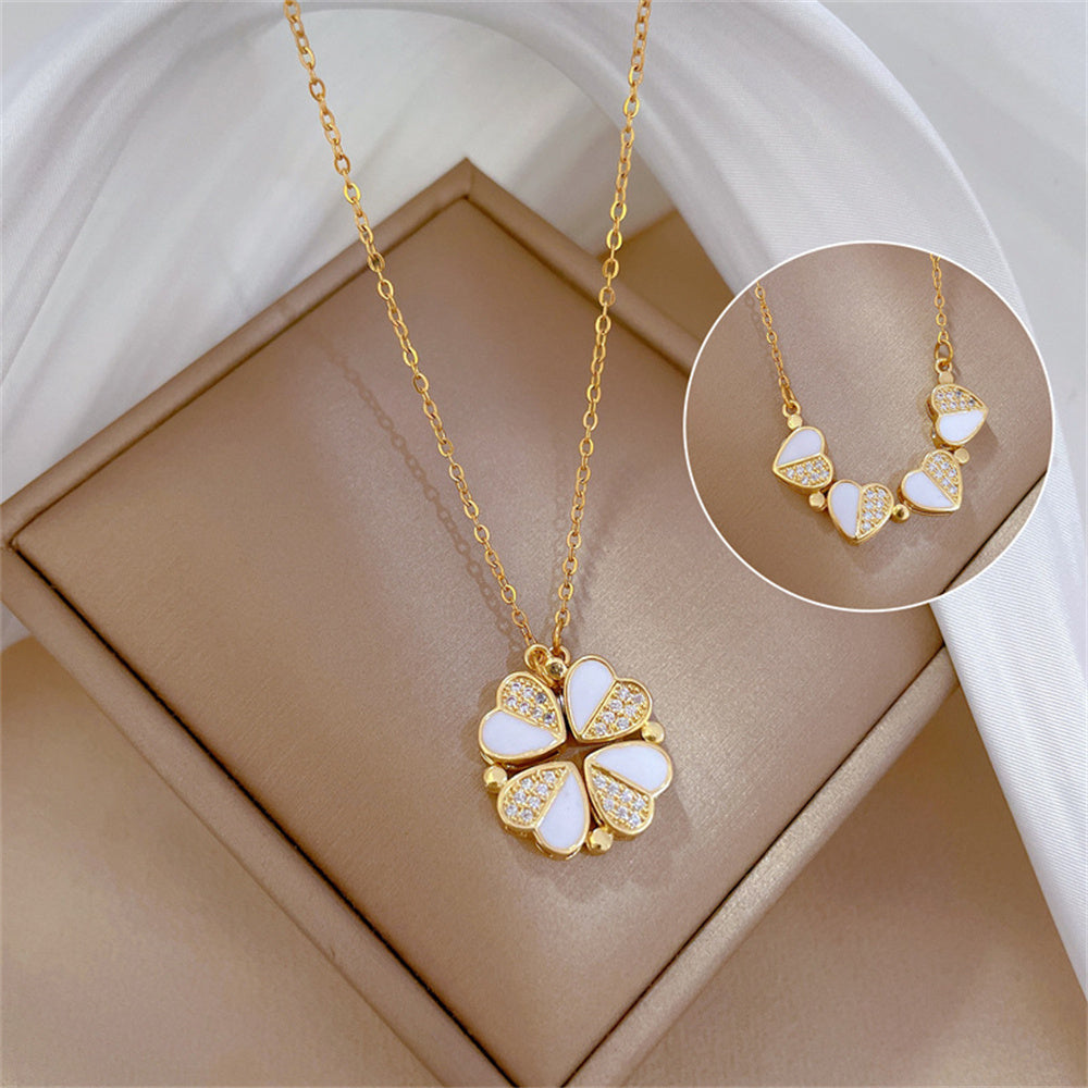 Golden Bloom Clover Necklace 🌸✨